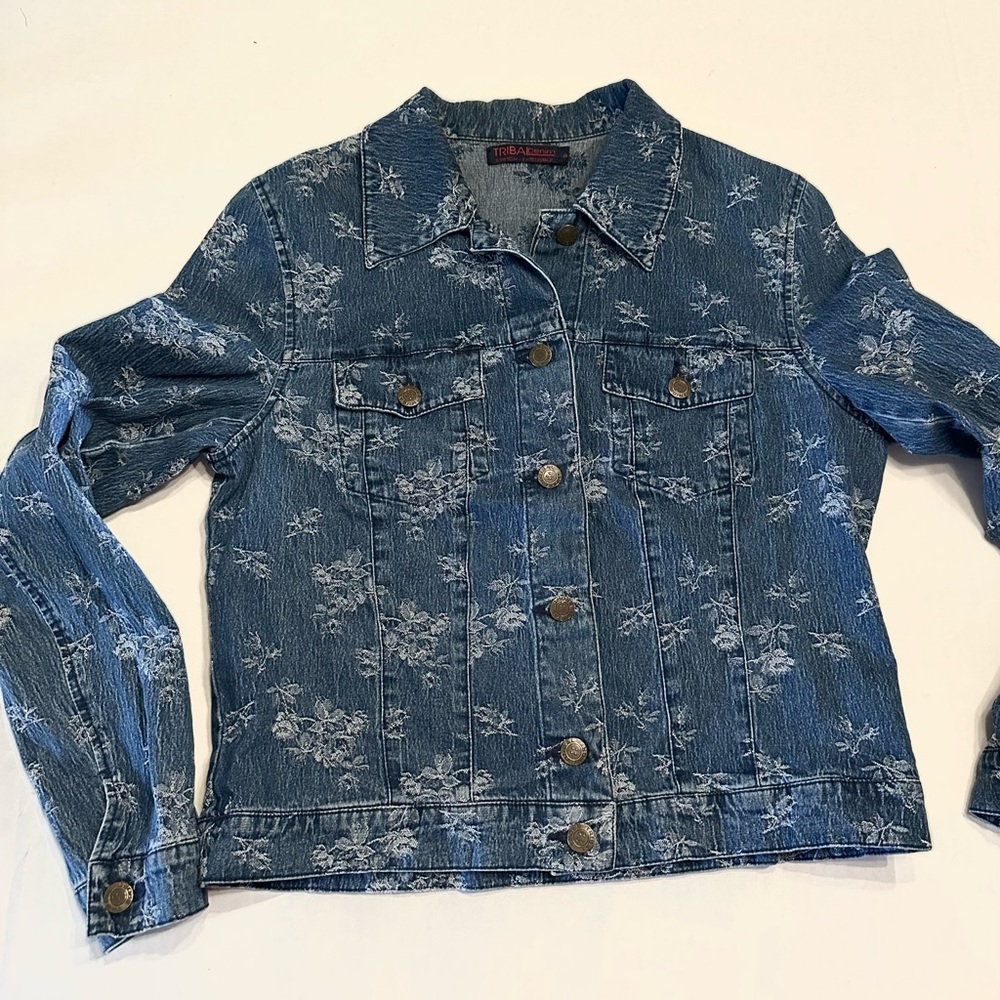 Tribal Blue and White Jean Jacket